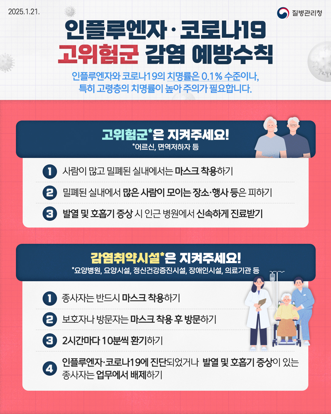 인플루엔자 고위험군 및 감염취약시설 예방수칙 안내